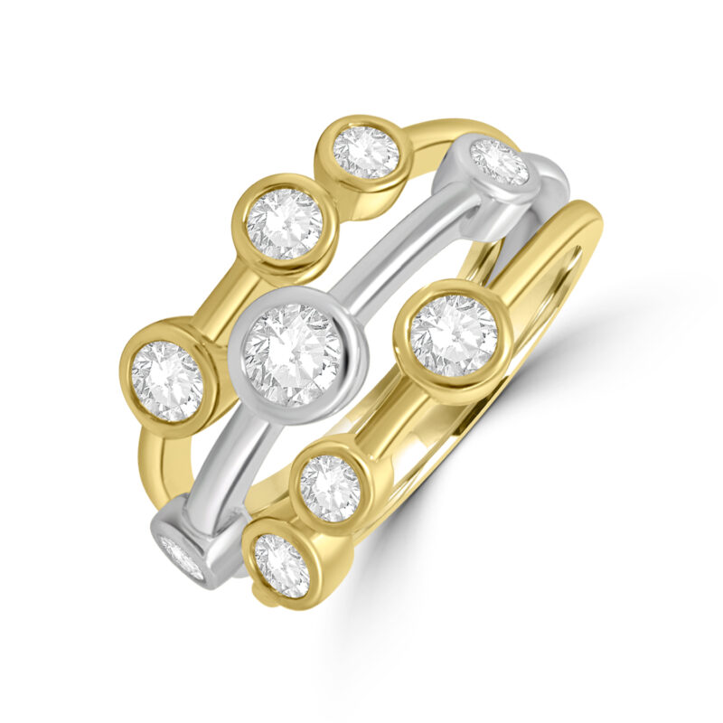 18ct Yellow Gold Platinum Diamond Bubble Eternity ring