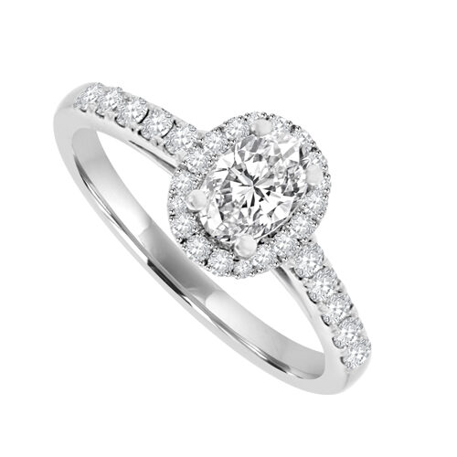 18ct White Gold Oval Diamond Halo ring