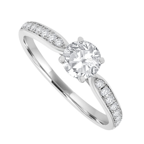 18ct White Diamond Solitaire Ring with Diamond Shoulders