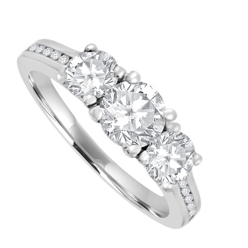 18ct White Gold 3-stone Certified GVS2 Diamond Ring