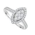 18ct White Gold Diamond Marquise Illusion Halo Ring