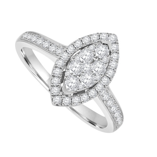 18ct White Gold Diamond Marquise Illusion Halo Ring