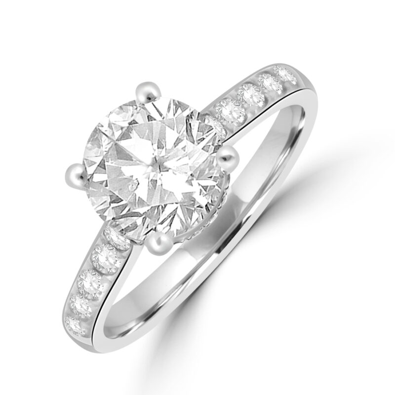 Platinum Lab-Grown EVS1 Diamond Solitaire Hidden Halo ring