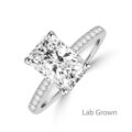 Platinum Radiant Lab Grown Solitaire Hidden Halo ring