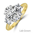 18ct Gold Platinum Oval FVS1 Lab Grown Half Moon Trilogy ring