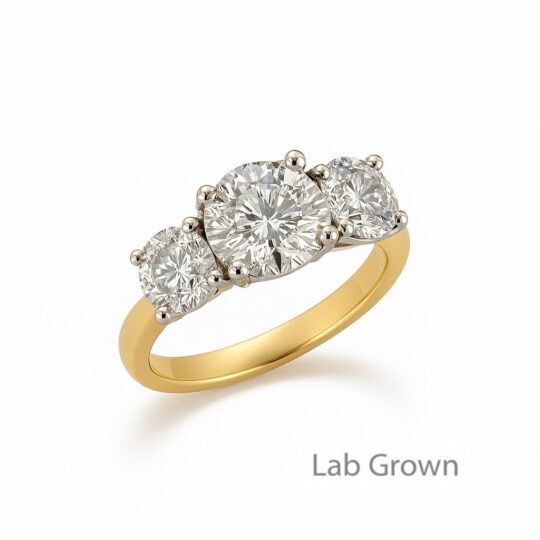 18ct Gold Platinum Lab Grown 2.50ct Diamond Trilogy ring
