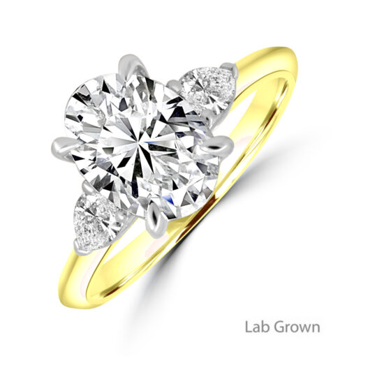 18ct Gold Platinum Oval and Pear Lab Grown Diamond ring