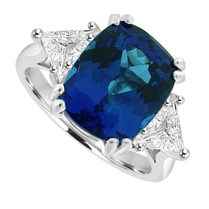 Platinum three-stone Tanzanite & Diamond Ring