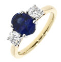 18ct Gold Oval 1.70ct Sapphire and Diamond Trilogy ring