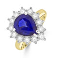18ct Gold Platinum Sapphire and Diamond Pear Cluster ring