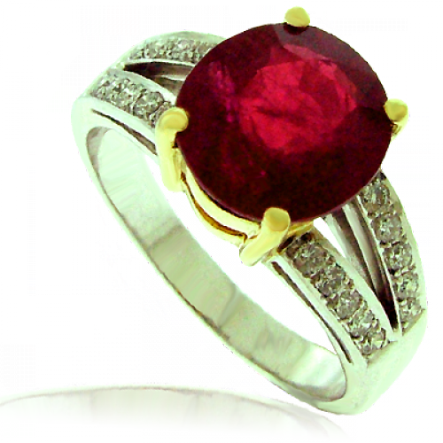 18ct Gold Ruby and Diamond Solitaire ring