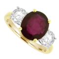 18ct Gold Oval 2.24ct Ruby and Diamond Trilogy ring