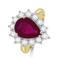 18ct Yellow Gold Ruby and Diamond Pear Cluster Ring