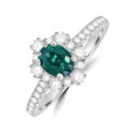 18ct White Gold Teal Sapphire and Diamond cluster ring