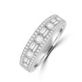Platinum Three-row Brilliant and Baguette Diamond eternity ring