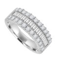 18ct White Gold Three-row Baguette Diamond Eternity Ring