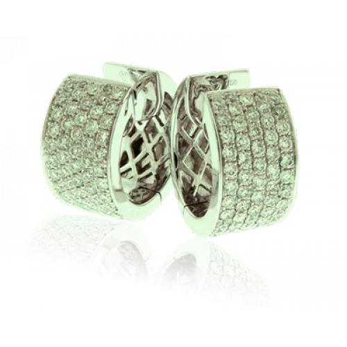 18ct White Gold 5-row Pave Diamond Hoop Earrings