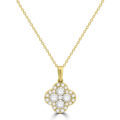 18ct Gold Diamond Clover pendant chain