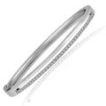 18ct White Gold Diamond Offset Bangle