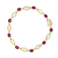 9ct Gold Ruby and Diamond Open Leaf bracelet
