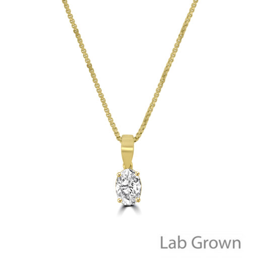18ct Gold Oval Lab Grown Diamond Solitaire pendant