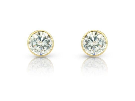 9ct Gold Brilliant Cubic Zirconia Rubover Solitaire stud earring