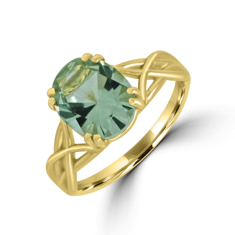 9ct Gold Green Amethyst Dress ring