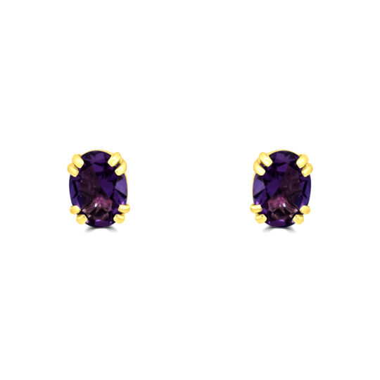 9ct Gold Amethyst Oval stud earrings