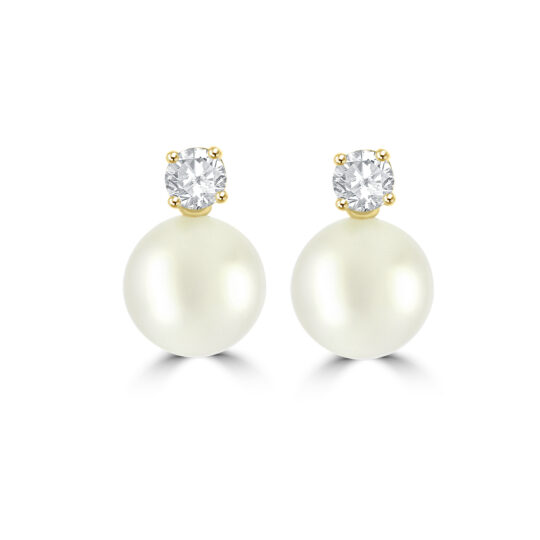 18ct Gold Akoya Pearl and Diamond Stud earrings