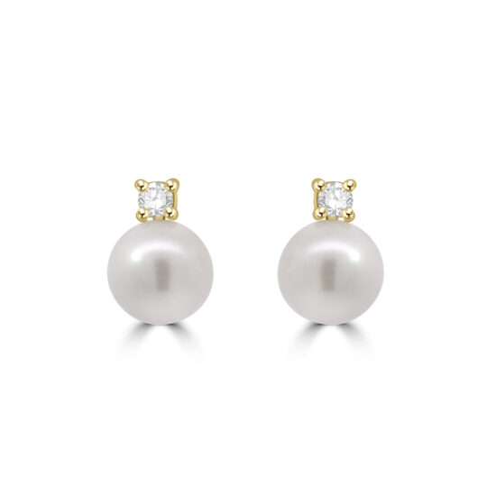 18ct Gold Akoya Pearl and Diamond stud earrings