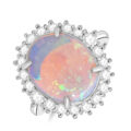 Platinum Opal and Diamond Oval Cluster ring