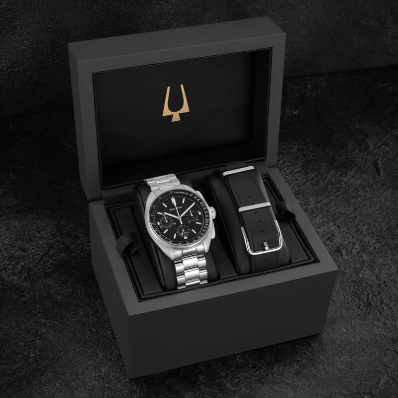 Bulova Archive Lunar Pilot Black Strap Bracelet Box set